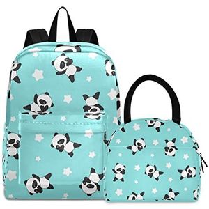 Sterentantige panda boekentas, lunchpakket, schouderrugzak, boektas, kinderrugzak, geïsoleerde lunchboxtas voor meisjes en jongens