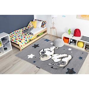 Kindertapijt Petit voor babykamers, Speel vloerkleden, Kinderkamer, Olifant Sterren Grijs 120x170 cm