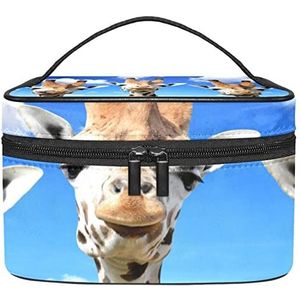 Giraffe make-up organizer tas, reismake-up tas organizer case draagbare cosmetische tas voor vrouwen en meisjes toiletartikelen, Meerkleurig, 22.5x15x13.8cm/8.9x5.9x5.4in