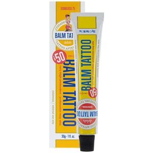 BALM TATTOO - Tattoo Sunscreen Cream - Balm Tattoo Sunblock 75 - High UVA + UVB Protection - SPF 50+ - Moisturises and Regenerates the Skin - Free of Parabens and Dyes - Skin Use - 30 g