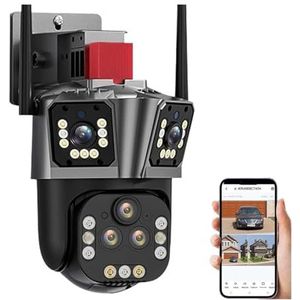 Bewakingscamera, 20MP 10K IP-camera 20X zoom Vijf lens Draadloze buitenbeveiligingscamera Smart Home PTZ CCTV Cam 4K WiFi-bewakingscamera's(10K Camera No Card)