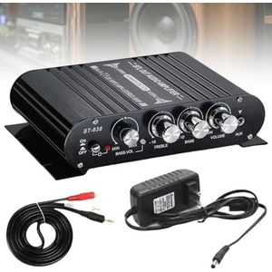 HiFi Audio-versterker, bluetooth-versterker, mini-versterker 20WX2 + 40 W, ST-838, subwoofer 2.1-kanaals versterker met AUX, stereo-versterker Class D met stroomadapter, hifi-versterker voor