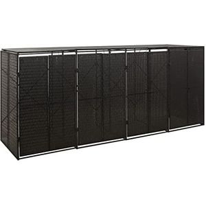 vidaXL Containerberging viervoudig 274x80x117 cm poly rattan zwart