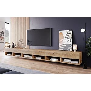 Muebles Slavic TV-kast 300 cm, woonkamermeubilair, RTV meubels, 6 planken, 3 kasten, moderne woonkamer meubels, woonkamer meubels (met LED, wotan/wotan licht)