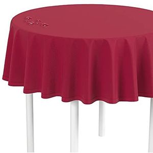 LILENO HOME Tafelkleed rond afwasbaar per meter [160 cm rond] in rood - gezoomd polypropyleen weefsel tafelkleed waterdicht met bescherming tegen vlekken