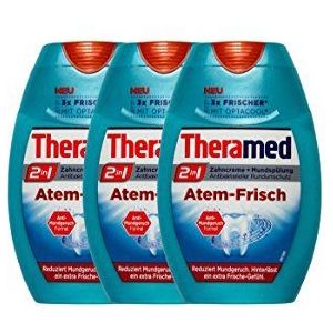 3x Theramed 2 in 1 tandpasta + mondspoeling adem-fris 75ml PZN: 12432348
