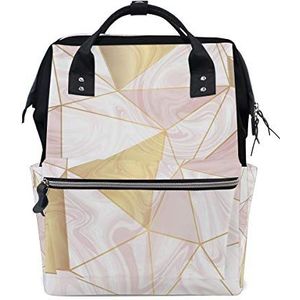 Grote capaciteit Luier Tote Nappy Tas Mummy Rugzak voor Babyverzorging, Gouden Lijn Roze Marmeren Stijlvolle Multi-Functie Waterdichte Travel Back Pack Stijlvol voor mama en papa