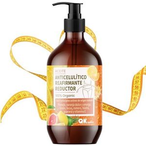 Verstevigende en verminderende anti-cellulitisolie (250 ml). Met 9 actieve ingrediënten van natuurlijke oorsprong voor anti-cellulitismassage met essentiële oliën - Maderoterapia