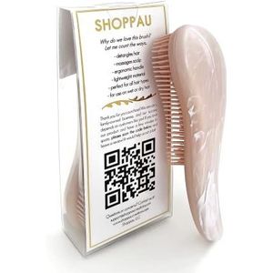 ShopPau Ontwarrende borstel - marmeren ontwerp - nat of droog haar - werkt op alle haartypes - ontwart het haar en masseert de hoofdhuid (roze marmer)