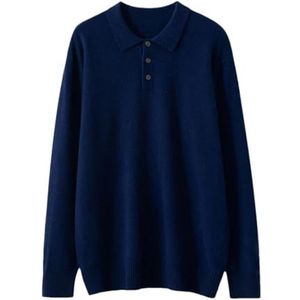 Zadaos Heren 100% kasjmier trui trui casual losse gebreide grote top onderlaag jas shirt, Donkerblauw, L