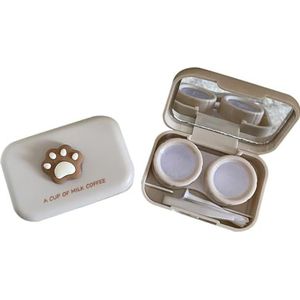 Kapmore Draagbare stofdichte mini-ooglens reisdoos: schattige mode contactlens container opbergkoffer kit, Kaki 12, Eén maat