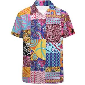 LARSD Jaren 80 shirts voor heren, jaren 90, button-up, vintage, retro, Hawaiiaans strandshirt, neon disco shirt, grappig feestshirt, Roze Paisley, 3XL