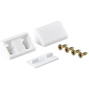 ALUSFERA Hoekverbinder dubbele set 20/40 x - meubelverbinders - kastverbinder - bouwhoek - corpusconnector met afdekklep - achterwandverbinder met schroeven - wit