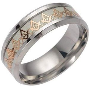 Hanger elegante ringen heren titanium staal herenzegelring zal gloeien lichtgevende dames donkere ring, maat: 10 (maat: 7)