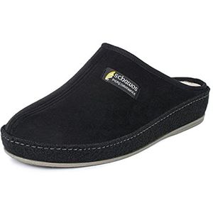 Schawos Herenpantoffel van Vilt 6030 – Warme slof met wollen voering en stevige zool, Zwart 5W, 41 EU