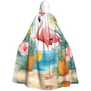 Bxzpzplj Mystieke mantel met flamingo- en ananasprint voor mannen en vrouwen, Halloween, cosplay en carnaval, 185 cm