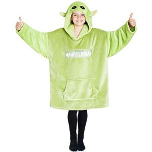 Disney The Mandalorian kindertrui met capuchon, XL-trui van fleece, Baby Yoda, Zwart, Eén maat (Groen)