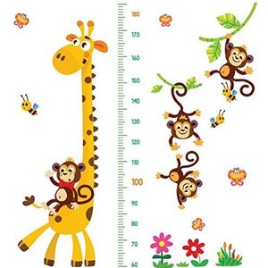 HUSHUI Muur Hoogte Grafiek Groei Grafiek voor Kinderen, Cartoon Giraffe Aap Hoogte Meet Muurstickers Home Decor Voor Kids Kamers Decals Wall Art