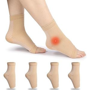 MILAIUN 4 paar fasciitis plantaire sokken, compressiekousen, enkelbandage voor heren en dames, compressiesokken, voetbandage voor artritis, verstuikte enkels, sport. (kleur, S)
