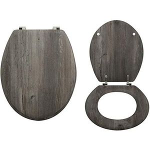 MSV Toiletzitting deksel MDF houten kern ""Blue Ridge"" scharnieren van roestvrij staal - hoogwaardige en stabiele kwaliteit