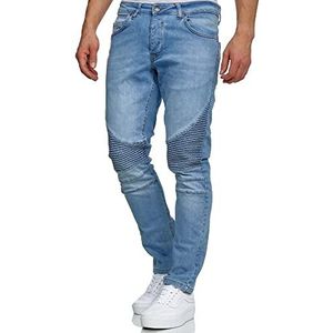 Tazzio Jeans 16517 Slim Fit Biker Destroyed Look Stretch Jeansbroek Denim, lichtblauw, 32W x 32L