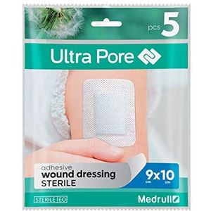 Medrull Steriel wondverband Ultra PORE steriele wondpleisters - sterke kleefkracht - beschermt tegen snijwonden en krassen - afzonderlijk verpakt - 9 x 10 cm - 5 stuks
