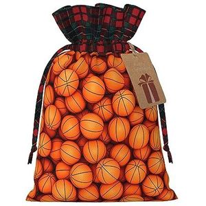 Basketbal Oranje Herbruikbare Gift Bag-Trekkoord Kerst Gift Bag, Perfect Voor Feestelijke Seizoenen, Kunst & Craft Tas