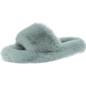 Zyerern Womens Indoor Outdoor Slippers Huishoudelijke Fleece Gradiënt Snoep Kleur Platte Bodem Antislip Slaapkamer Slippers, JH264, Blauw, 5.5 UK Wide