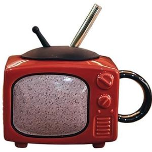 BLacOh Mokken creatieve retro televisie keramische koffiemokken tv-vorm melk bier mokken met deksel huishoudelijke beker voortreffelijk drinken drinkgerei koffiemokken (maat: 300-400 ml, kleur: 2)