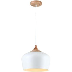 LANGDU Amerikaanse stijl kroonluchter Macaron houten lampenkap modern eenvoudig decor aluminium hanglampen restaurant koepel hanglamp verlichting for keukeneiland studeerkamer woonkamer bar (Color :