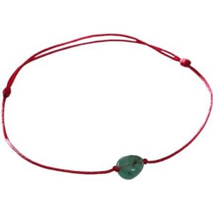 Jade Amulet Armband op Bourgondische Draad - Verstelbare Harmonie Sieraden - Good Luck Red Cord Armband, Medium, Textiel, Steen, Jade