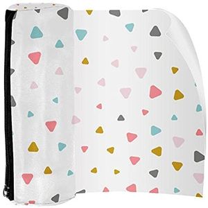 Potlood Case Pen Tas Houder met Rits Coin Organizer Tassen Make-up Cosmetische Pouch voor Vrouwen Tiener Meisjes Jongens Kinderen, Kleurrijk Pastel Driehoek Patroon