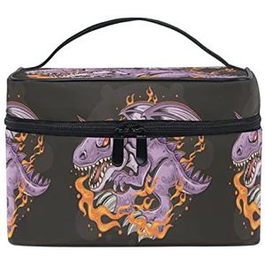 Schattige Fire Dragon dinosaurus make-up tas voor vrouwen cosmetische tassen toilettas trein koffer