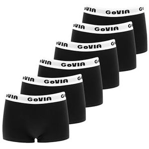 GoVIA 3921 Boxershorts voor dames, ondergoed, hipster, van katoen, verpakking van 6 stuks, 2 x zwart/2 x magenta/2 x grijs, 36
