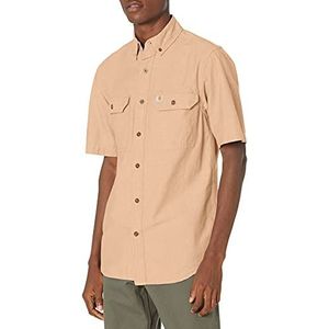 Carhartt Fort Solid shirt met korte mouwen, kleur: Dark Tan Chambray, Maat: X-Large