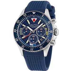 Nautica Heren NAPWPS302 Westport blauwe siliconen band horloge, zilverkleur/blauw/blauw, Zilveren Toon/Blauw/Blauw