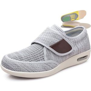 Diabetische Schoenen, Brede Mannen Gemakkelijk Aan En Uit Wandelschoen Voor Gezwollen Voeten(Gray,49EU)