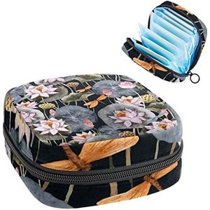 Maandverband Opbergtas,Draagbare maandverband Opbergzak,Lotus, Meerkleurig, 4.7x6.6x6.6 in/12x17x17 cm