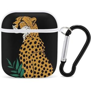 Cheetah Loapard Leuke Case voor AirPods 2&1 Schokbestendige Beschermende Hoofdtelefoon Gevallen Cover Met Sleutelhanger voor Mannen Vrouwen