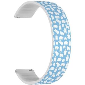 RYANUKA Solo Loop band compatibel met Ticwatch GTH 2 / Pro 3 / Pro 2020 / Pro S/GTX, 22 mm (ijsbeer op blauw) snelsluiting, 22 mm elastisch siliconen bandaccessoire, Siliconen, Geen edelsteen