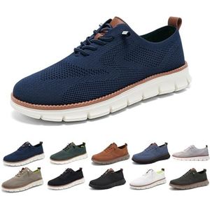 Ultracomfortabele orthopedische schoenen, heren casual mode wandelsneakers van mesh met antislipzool, instappers for in de stad(Dark blue,48 EU)