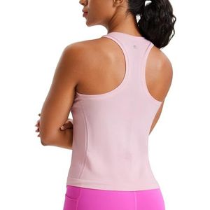 CRZ YOGA Naadloze, ademende dames-sporttanktops met racerback, hoge hals en mouwloze hardloopshirts Strawberry Pink S