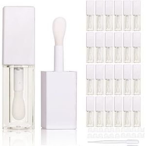 24pcs 5ml Lege vierkante roze lipgloss buizen bulk groothandel met grote wand lipgloss containers, Kleur: wit.