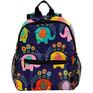 Leuke Mode Mini Rugzak Pack Tas Leuke Cartoon Boho Olifant Water Spray Zonnebloem, Meerkleurig, 25.4x10x30 CM/10x4x12 in, Rugzak Rugzakken