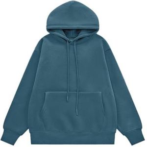 Leader of the Beauty Heren Oversized Zware Katoenen Trui Hoodies Casual Sweatshirts Lange Mouw Dikke Herfst Unisex Kleding 2024, Turkoois, XL