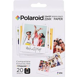 Polaroid 3,5 x 4,25 (8 x 10 cm) Premium zink fotopapier met lijstdruk - Compatibel Pop onmiddellijke camera, wit, 20 Blatt