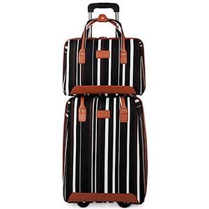 Koffer 2-delige Koffer Nylon Bagage Mode Streep Grote Capaciteit Bagage Sets Anti-diefstal Cijferslot Koffers Met Wielen lichtgewicht