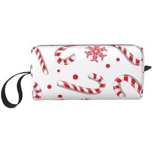 Make-uptas,Ontvangst Tas Reizen Cosmetische Tas Toilettas Draagbare Make-up Pouch Organizer,Kerst Rode Snoep Riet, zoals afgebeeld, Eén maat