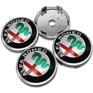 SJZZJMZ 4 stuks auto wielnaafdoppen voor Alfa Romeo Giulietta Spider 147 156 159 60mm auto wielnaafdoppen vervangende wieldoppen stickers B