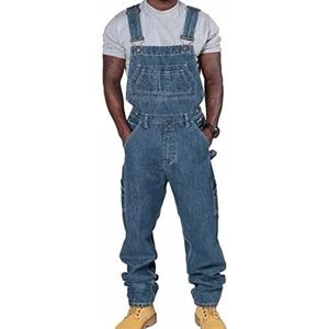 Heren denim tuinbroek Heren jeans werk slabbetje Vintage chique overall Cargo baggy werkkleding jumpsuits